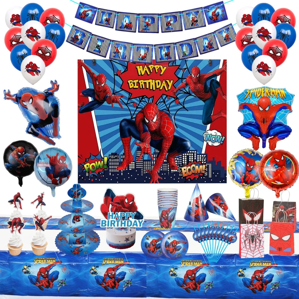 Spider Man Birthday Party Decor Paper Cups Plates Tablecloth For Kids Boy Spiderman Baby Shower Party Decorations Party Supplies