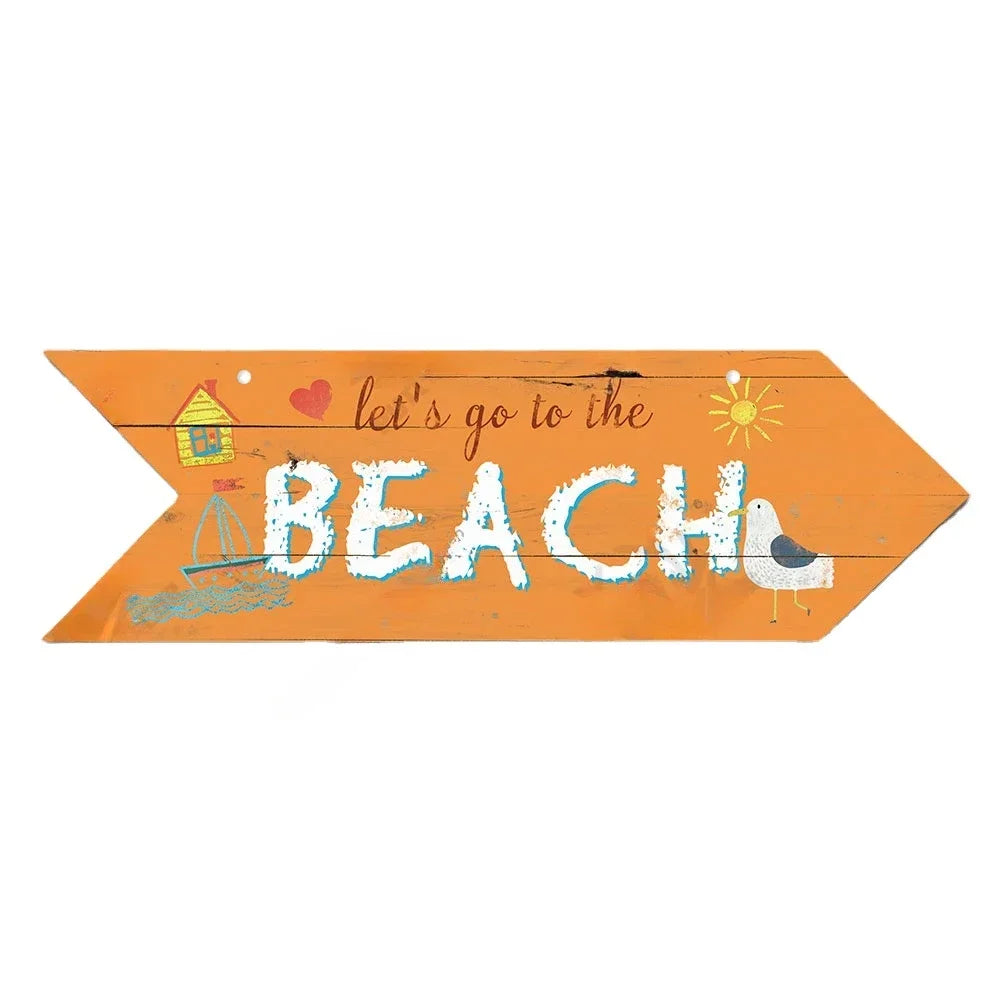 Beach Arrow Wooden Sign Beach Seaside Road Guide Wall Decoration Indicator Hanging Beach House  Wall Plaque Decor