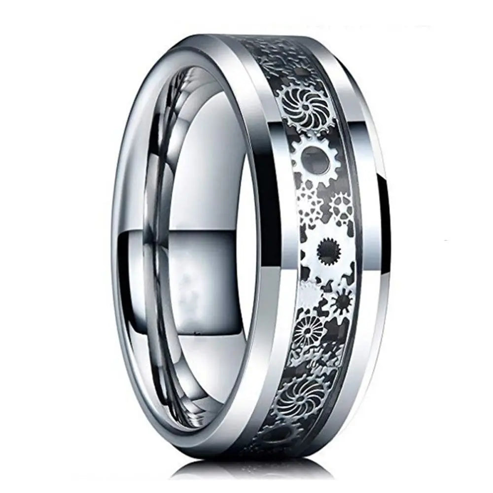 Handmade Diamond Ornate Geometric 3D Band Ring Gear Spinner Rings Rotating Mechanical Decompression Anxiety Ring for Women Men