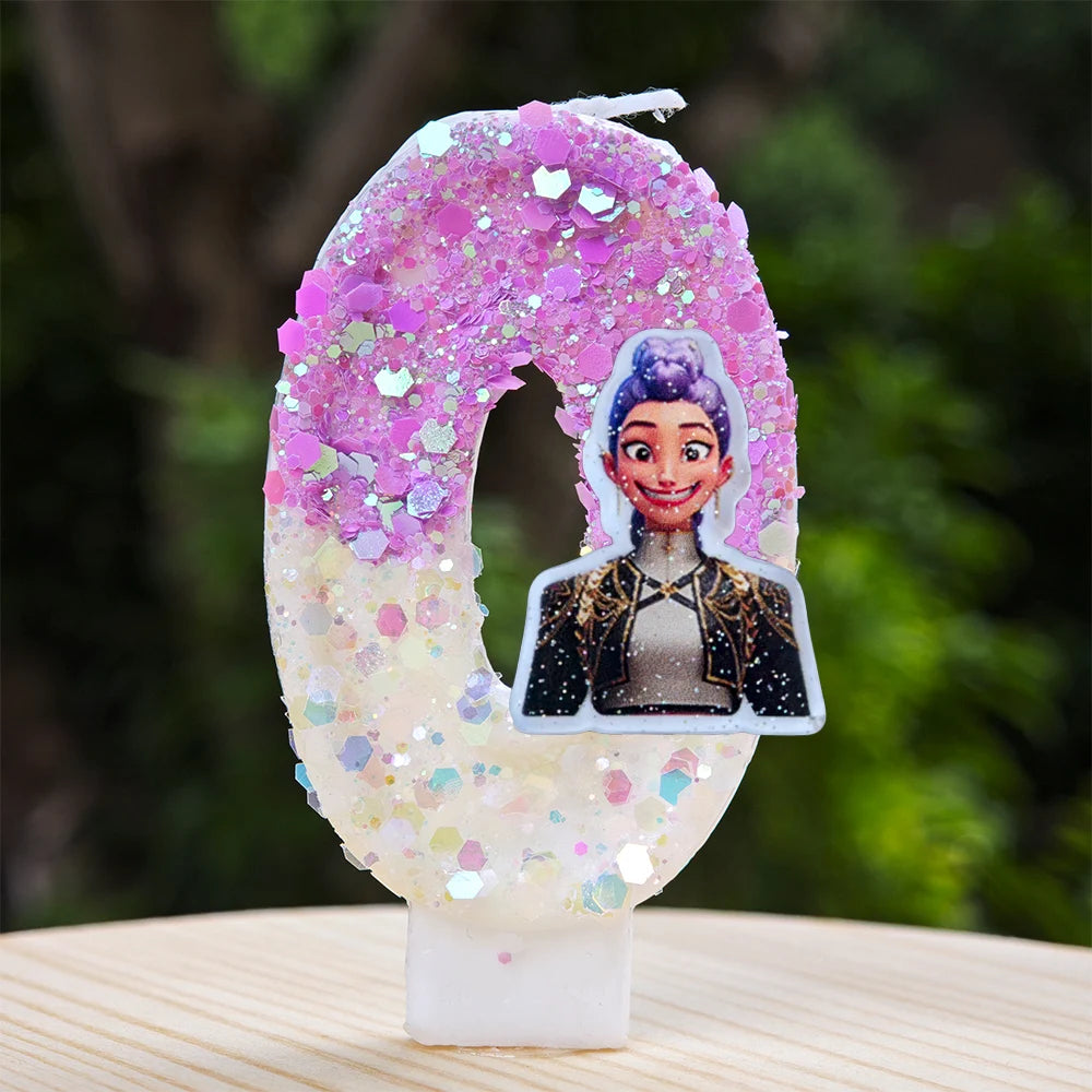 New Kpop Demon Hunters Theme Candle Number 0-9 Birthday Party Cake Decoration Cartoon Baby Shower Supplies Kids Gifts