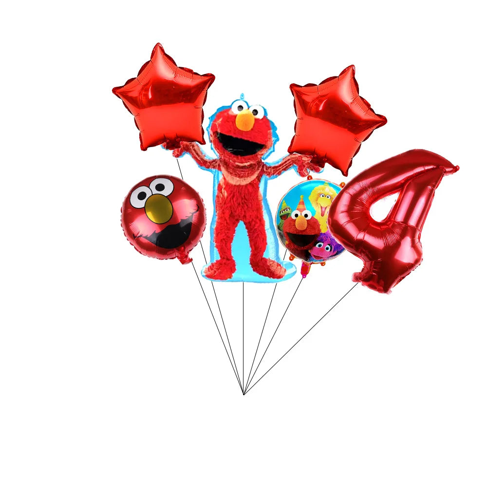 Cartoon Sesames  Street Birthday Party Decor Elmo and Friends Theme Tablecloth Plate Balloon Set Cake Decor Baby Shower