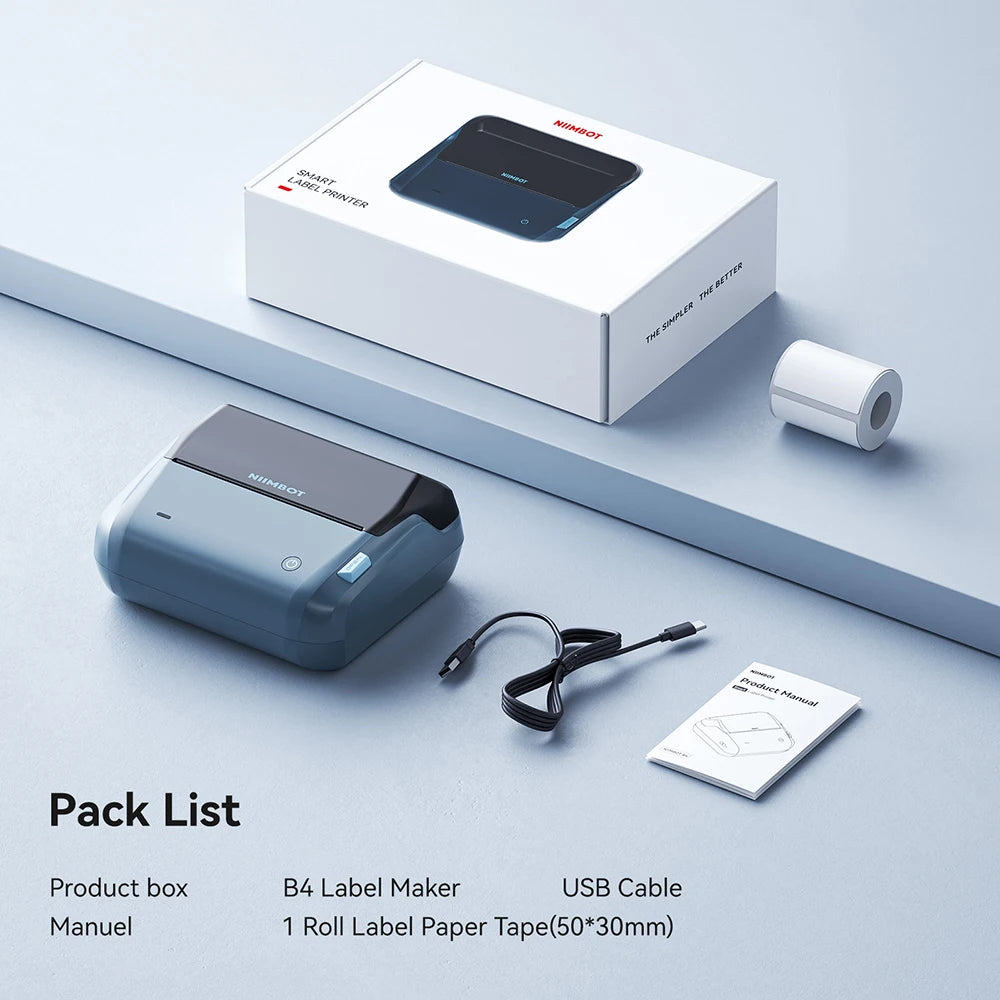 Niimbot B4 Thermal Label Printer Large Size 20-110mmm Print Width Label Sitcker Machine Shipping Label Business Office Use