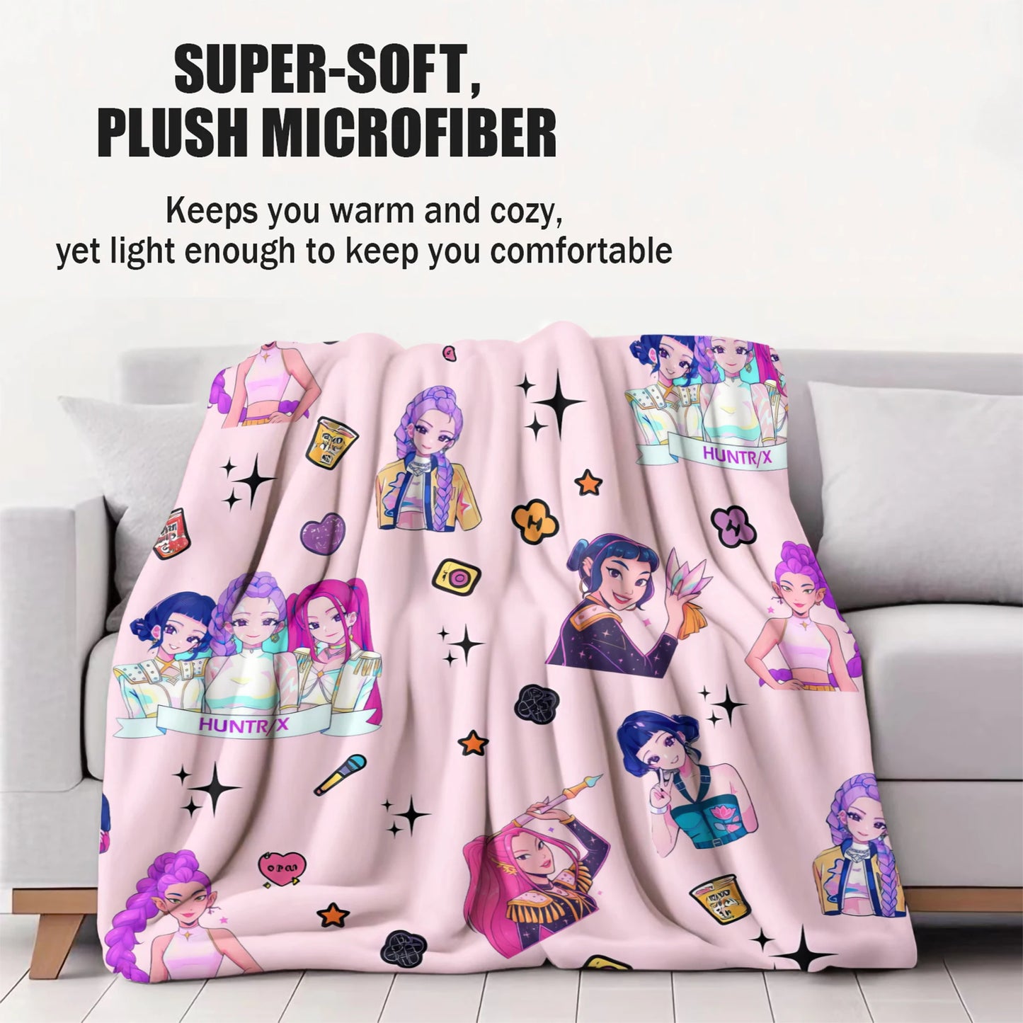 Cute Sticker K Pop Flannel Blanket: Cozy Up With Your Bias For Chill Days