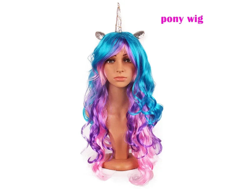 Rainbow Unicorn Dress with Flower Angel Wings Party Dress Princess Costume Cosplay Pony Ball Gown Baby Kids Dresses for Girls