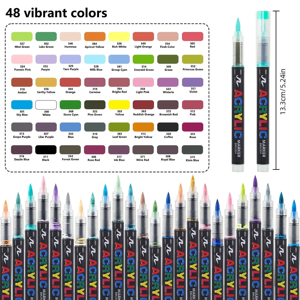 12-288 Colors Flexible Brush Acrylic Markers Set for Rock Wood Canvas Glass Stone DIY Crafts Painting Art Supplies