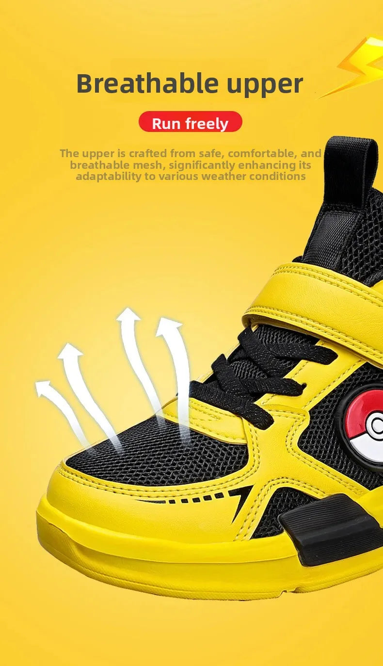 Pokemon Pikachu Children Sports Shoes Spring and autumn Fashion Anime Boy Sneakers Student Breathable Non-slip Running Shoe