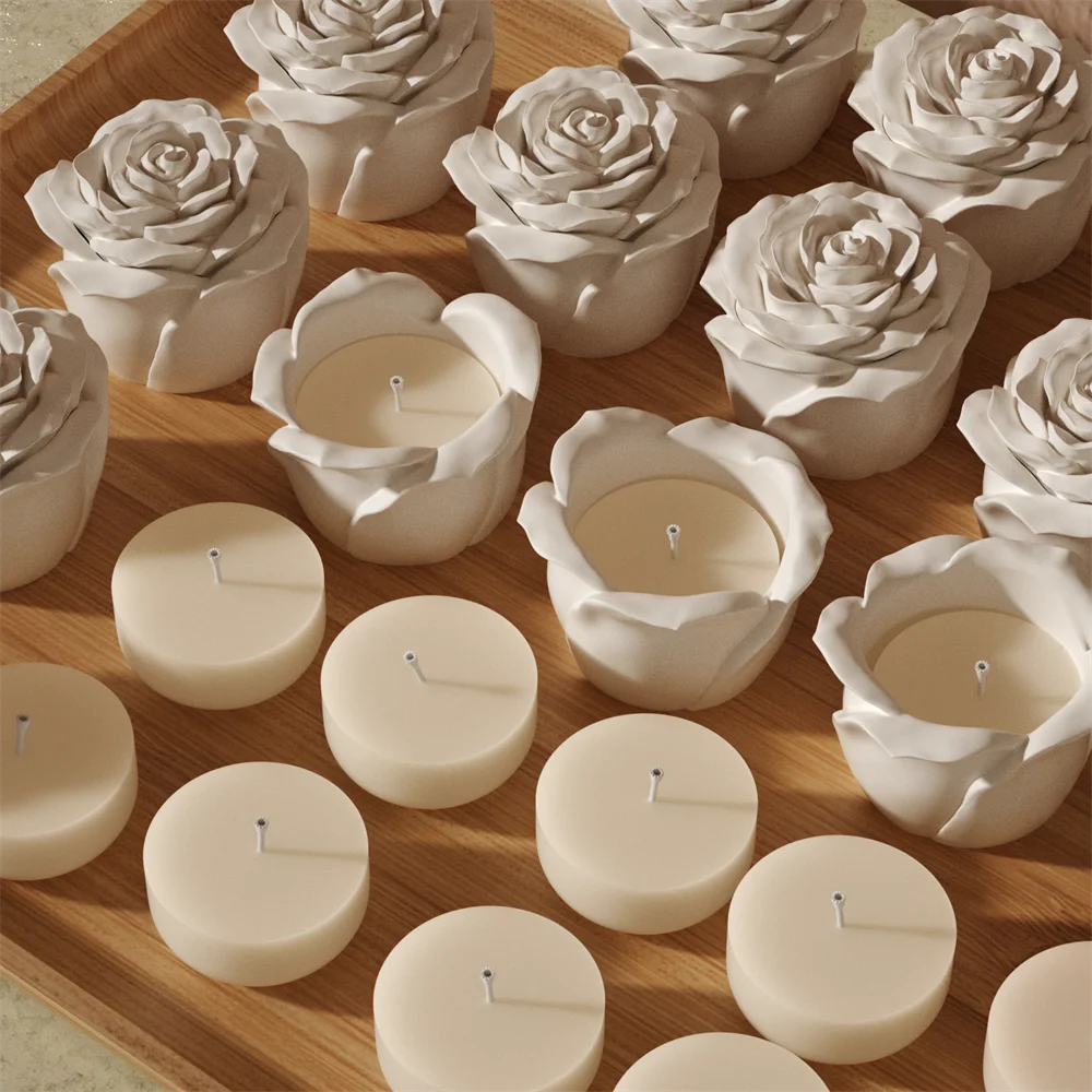 Nicole Eternal Rose Candle Jar Concrete Mold Candle Refill Silicone Mold DIY Handmade Gifts Tools Home Decor