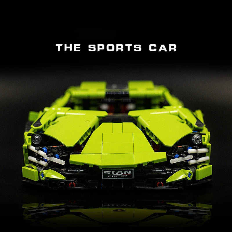1280PCS Technical 1:14 Green Lambo Sian Racing Sports Car Building Blocks Assemble Bricks Vehicle Toys Christmas Gifts For Boys