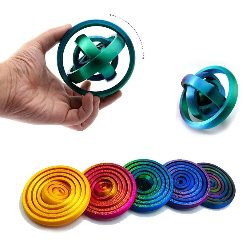 3D Printed 7-Ring Fidget Spinner Universal Gyro Gravity Rotating Anxiety Relief Office Decompression Sensory Toy for Party Gifts