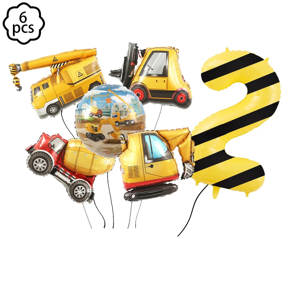construction Party Banner Hanging swirls decor construction truck Excavator themed Banner boy construction Birthday decor Banner