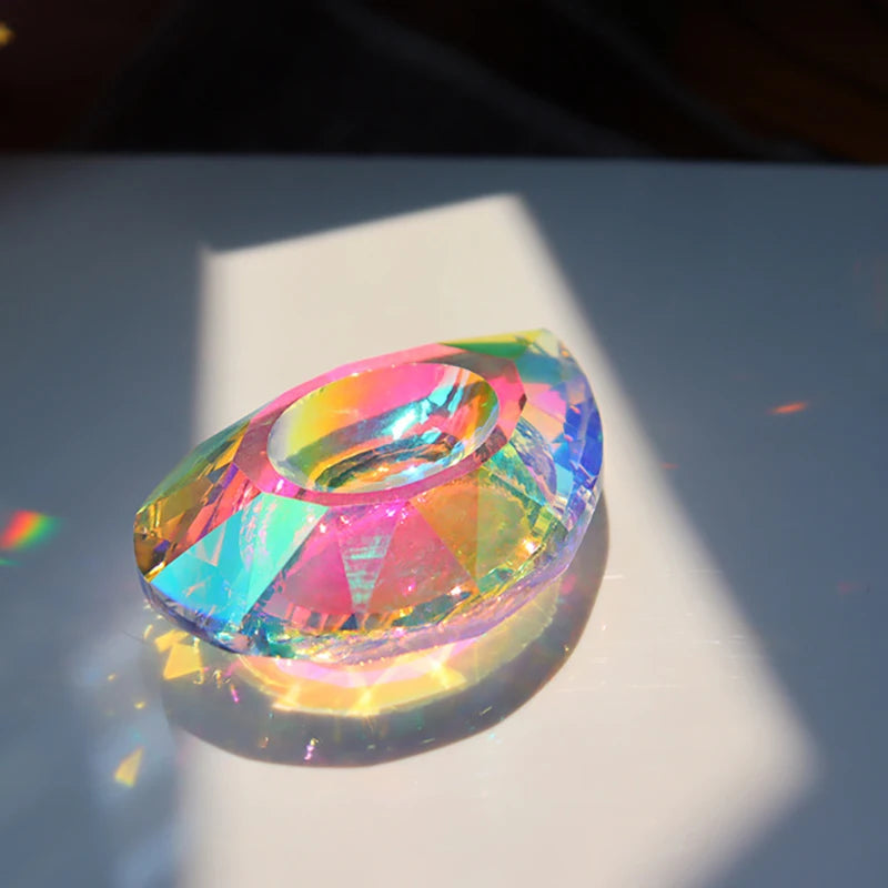 1PCs K9 Crystal Prism AB Clear Faceted Large Oval Chandelier Crystal Hanging Ornaments DIY Suncatcher Pendants Rainbow Maker