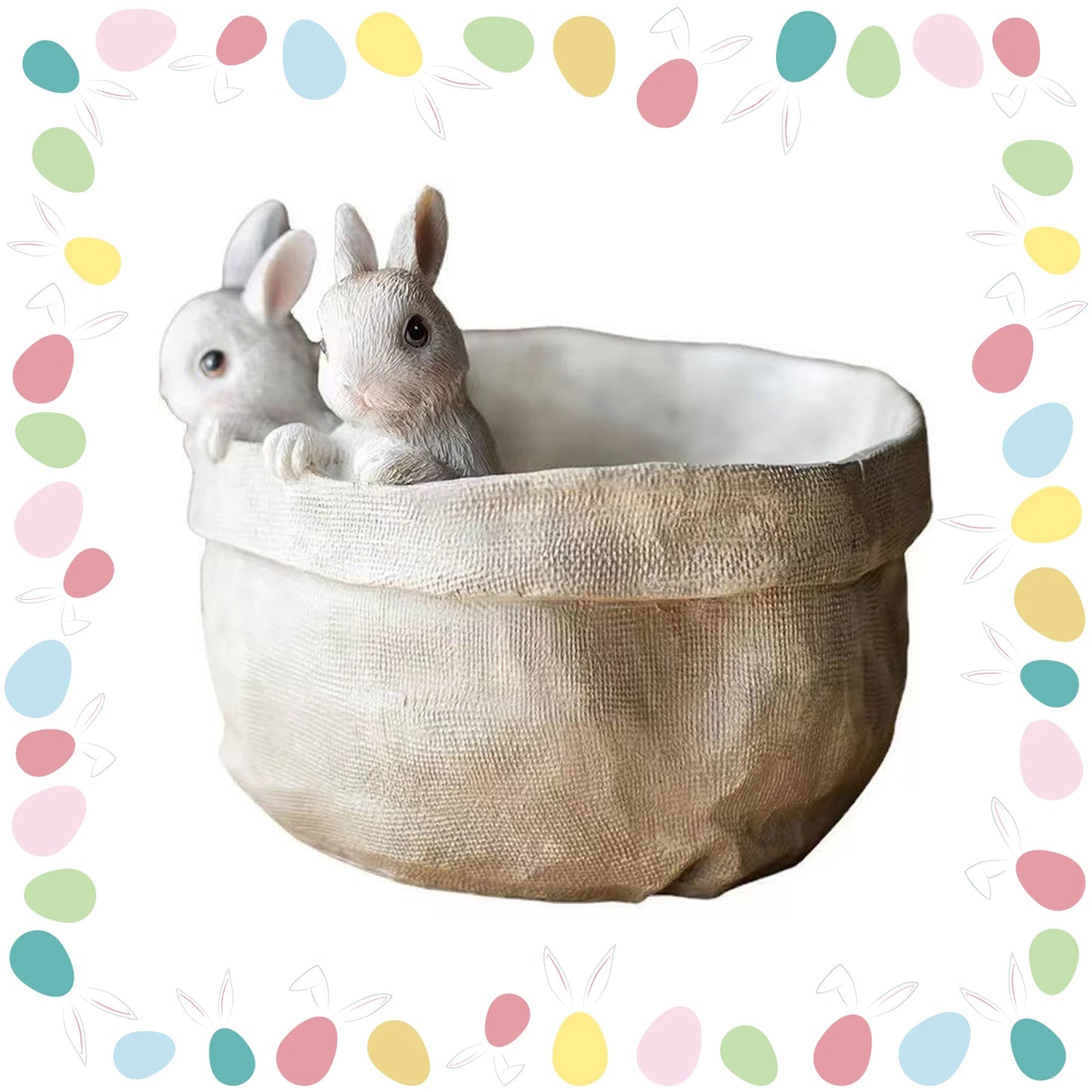 Resin Easter Bunny Planter Decorative Rabbits Flower Pots Ornament Cute Nordic Style Planter for Home Courtyard Lawn Decoration