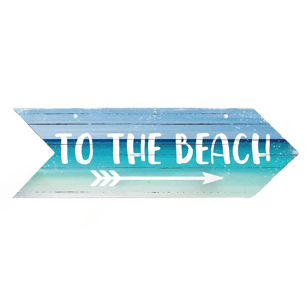 Beach Arrow Wooden Sign Beach Seaside Road Guide Wall Decoration Indicator Hanging Beach House  Wall Plaque Decor