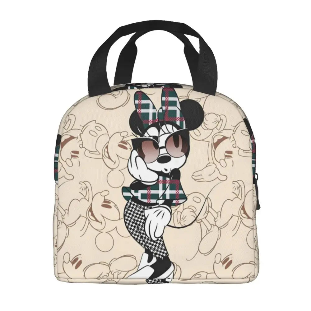 Custom Mickey Pink Minnie Mouse Lunch Bag Women Creative Design Cooler Warm Insulated Lunch Box for Kids School