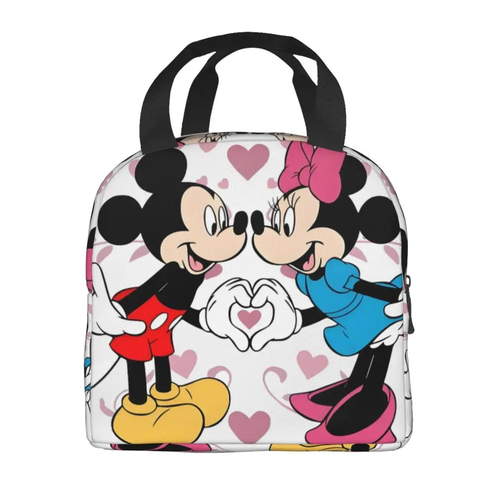 Custom Mickey Pink Minnie Mouse Lunch Bag Women Creative Design Cooler Warm Insulated Lunch Box for Kids School