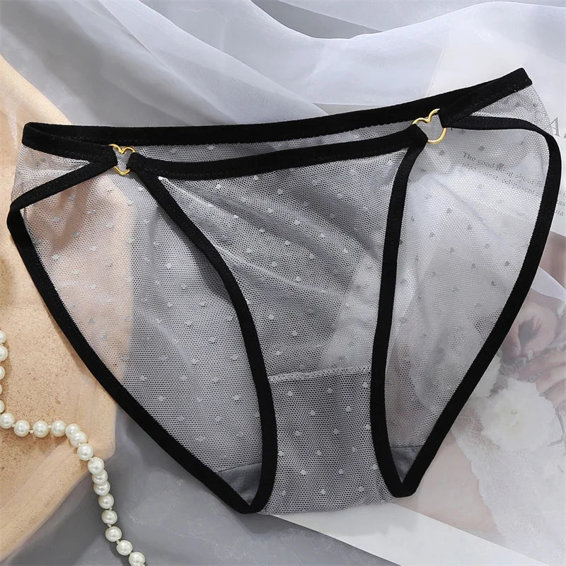Women's Lace Underwear Panties Ladies Sexy Charming Net Gauze Transparent Panties Hot Girls Low Waist Briefs Pure Cotton Panties