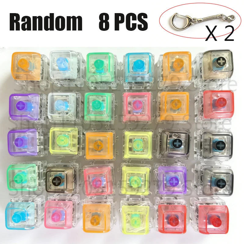 /LED free assembly keyboard keychain Fidget toy crystal clicker sensory toy stress relief keyboard keychain adult children's toy