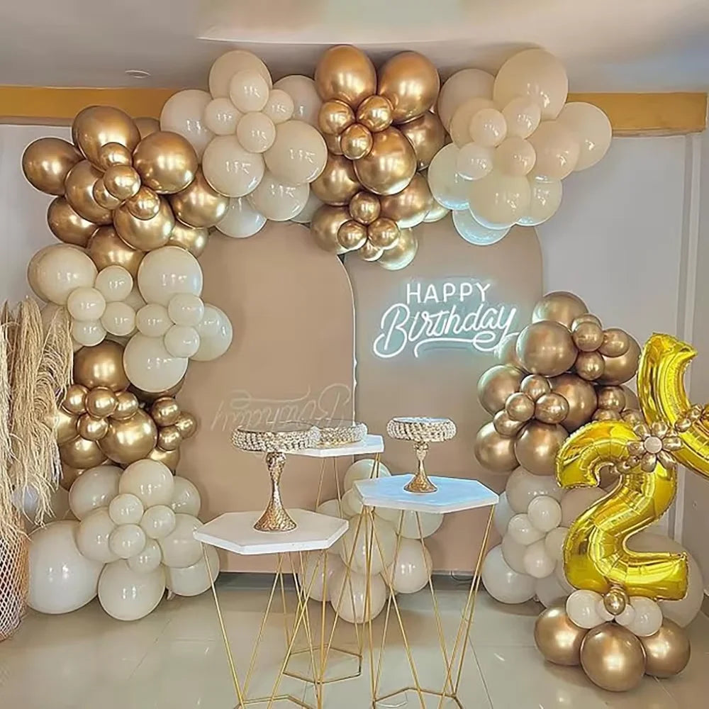Nude White Sand Balloons Arch Kit Skin Gold Balloon Garland Kids Birthday Party Baby Shower Wedding Graduation Decoration Globos