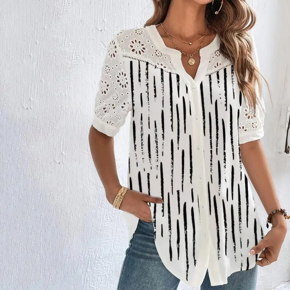 Casual Lace Woman Shirt Fashion