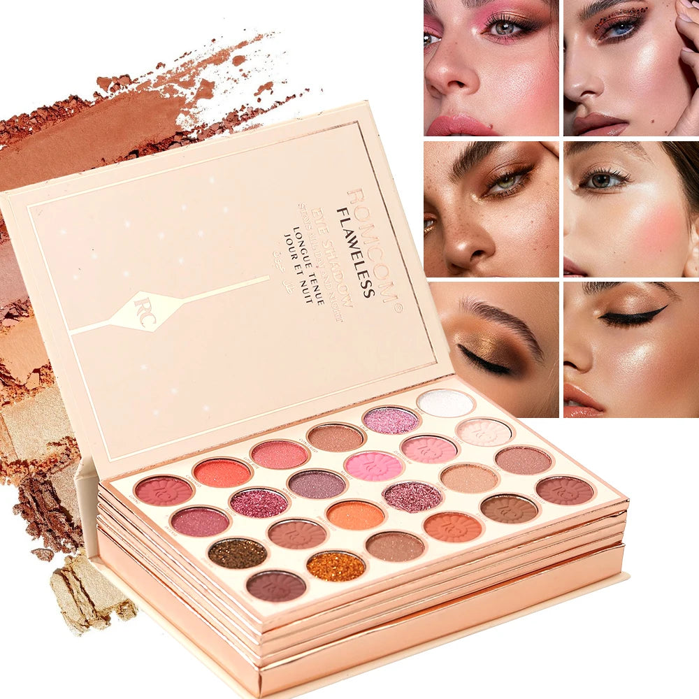 The makeup magic book contains eye shadow, lip gloss, powder blusher highlight, an ideal gift for women in holiday parties