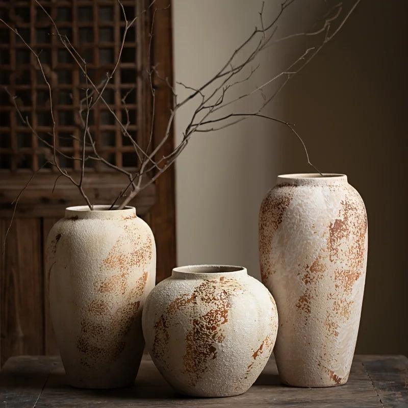 Elegant Retro White Speckled Ceramic Flower Pot - Exquisite Design Creates an Elegant Atmosphere, Suitable for Various Flowers, Unique Speckled Texture Adds Classical Beauty, Perfect for Decorating Home or Office Spaces