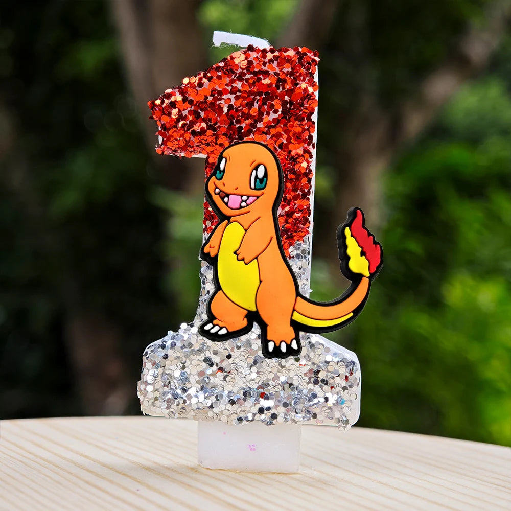 Pokemon Candle Number 0-9 Soccer Candle Pikachu Cake Decoration Boy Birthday Party for Kids Baby Shower Decor Gift