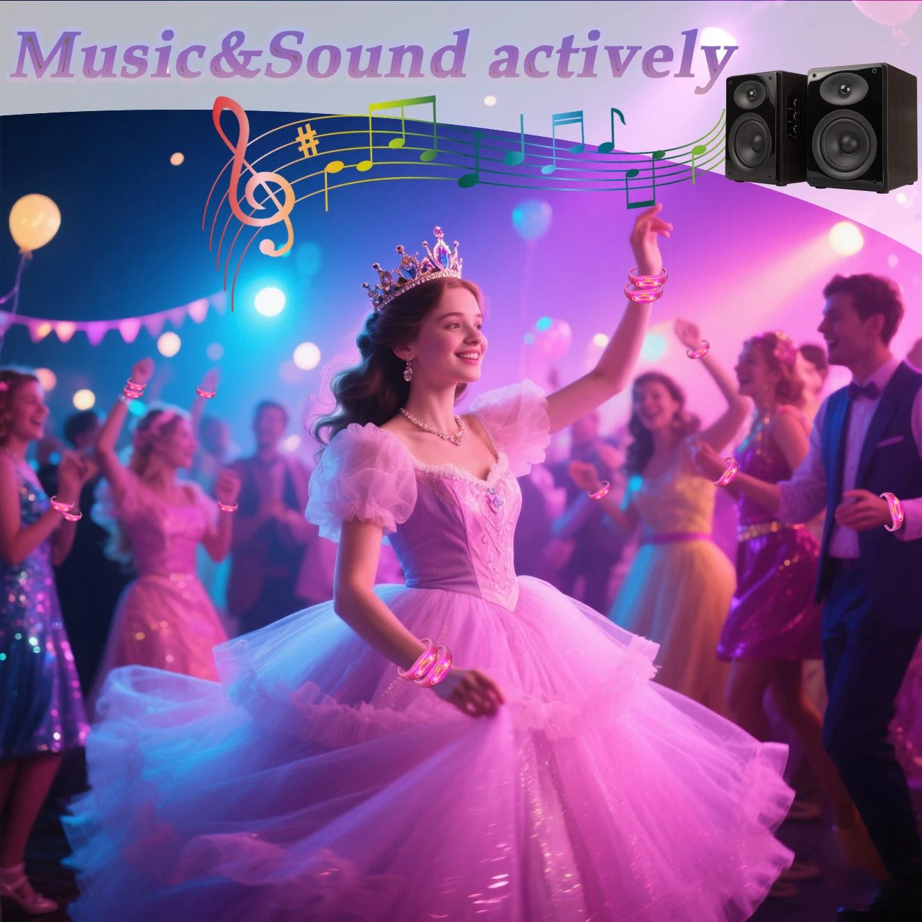 30-200Pcs Quinceanera Music & Sound Activated LED Bracelet Glow Recuerdos Para 15 Años XV Quinceañeras decorations Party Favors