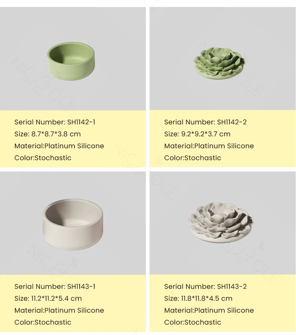 Nicole Camellia Candle Jar Jesmonite Silicone Mold Reusable Candle Refill Mold DIY Flower Concrete Gypsum Mould