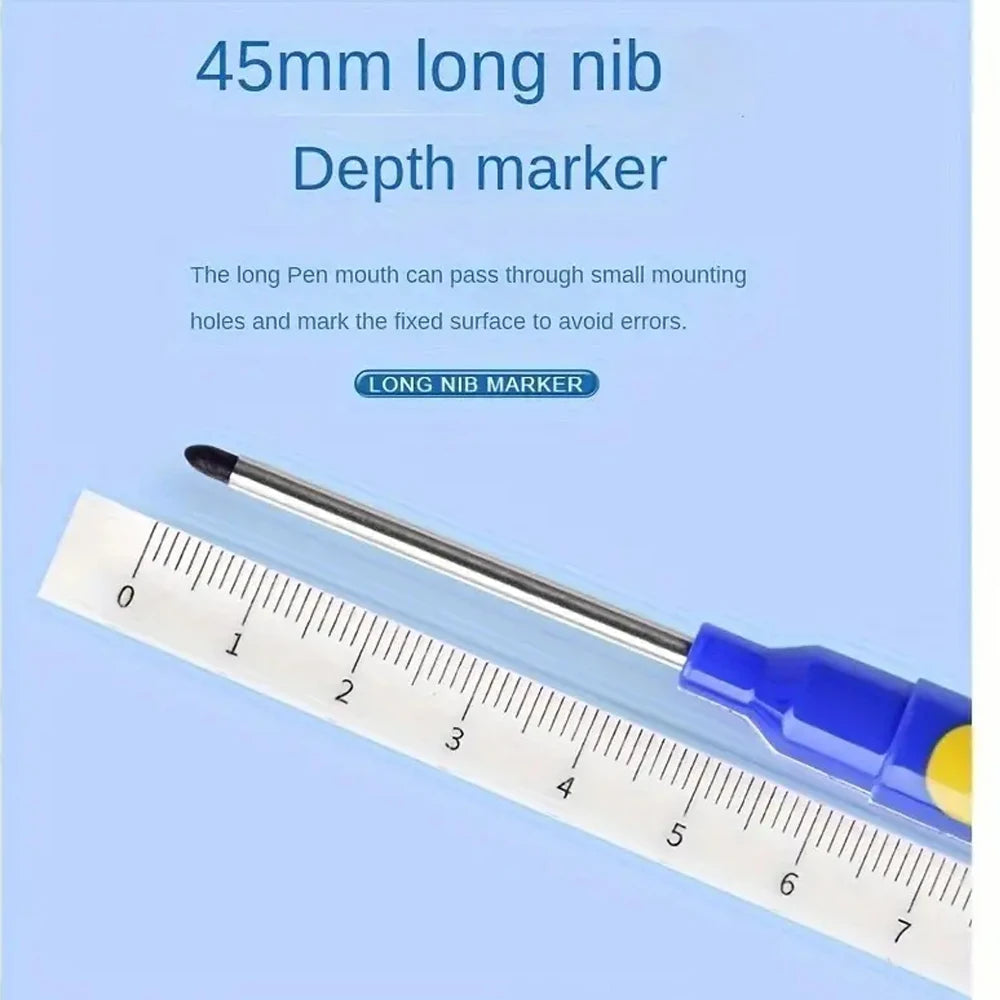 1-6Pcs 45mm Waterproof Long Head Nib Deep Hole Markers Pen Tile Carpenter Pen Multi-purpose for Woodworking Black/Blue/Red Ink
