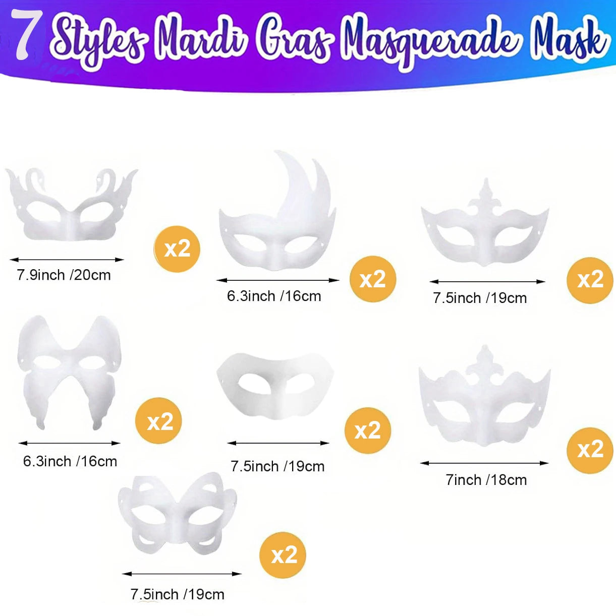 12/20/24 Pcs Halloween Mask DIY Paintable Blank Mask Paper Art Masks DIY Painting Masks For Masquerade Cosplay Party