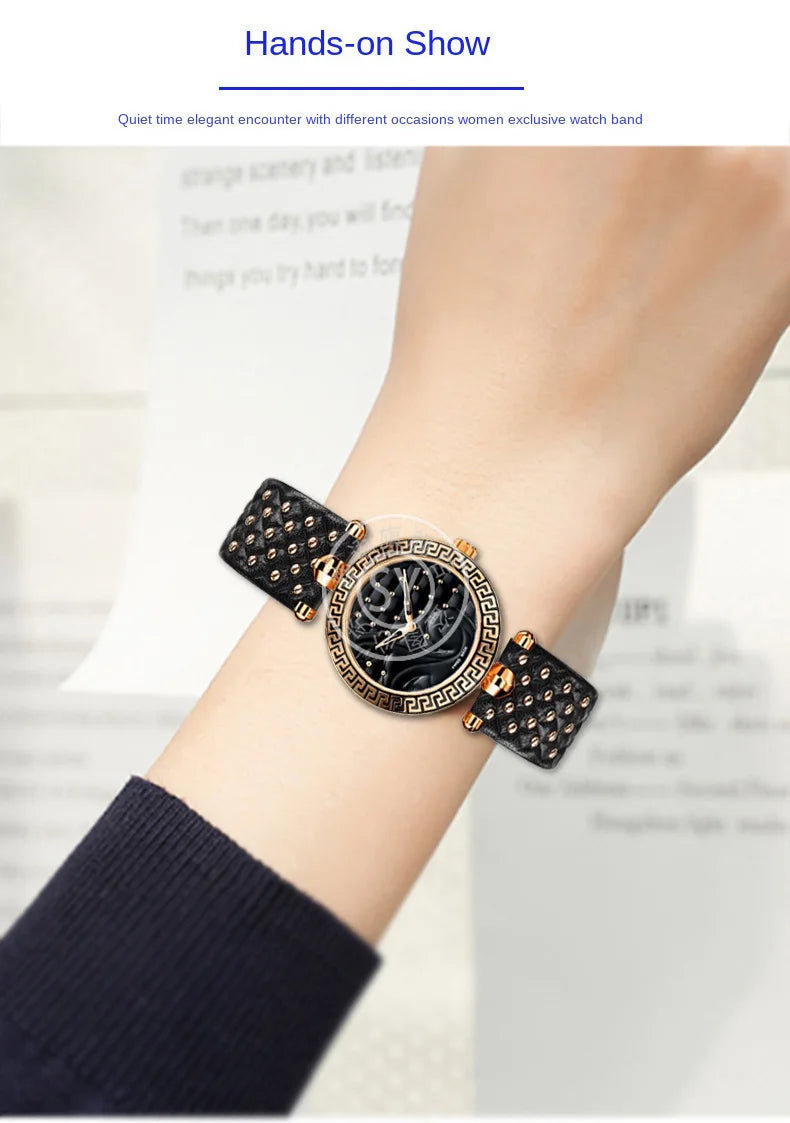 Shenyu Watchband with u-shaped interface For VERSACE Vanitas micro Leather strap Replace watch bracelet female Watch Accessories