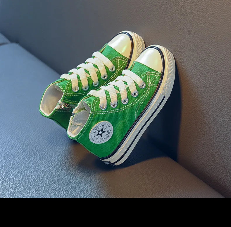 Children's Mid-Top Canvas Shoes Soft Bottom Comfortable Casual Children's Shoes Boys and Girls Non-slip Breathable Board Shoes