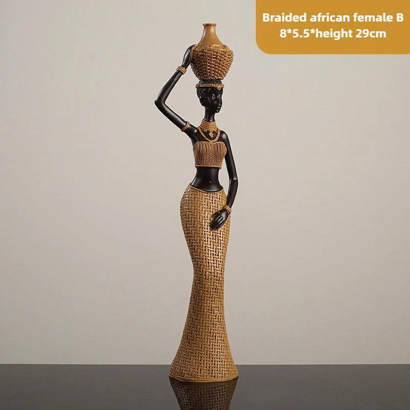 African Girl Home Ethnic Style Craft Resin Ornament