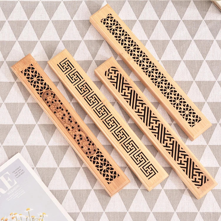 1PCS Natural Bamboo Board incense support rods stick stand box sahumerios holder Japanese Style Bamboo Incense Ash Catcher xx004
