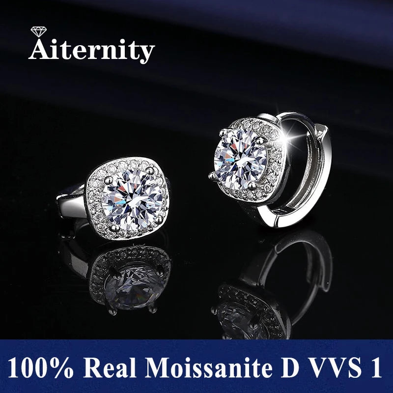 GRA Certificates 100% Real Moissanite 925 Sterling Silver D VVS1 Pass Diamond Tester Pen Moissanite Stud Earrings For Women