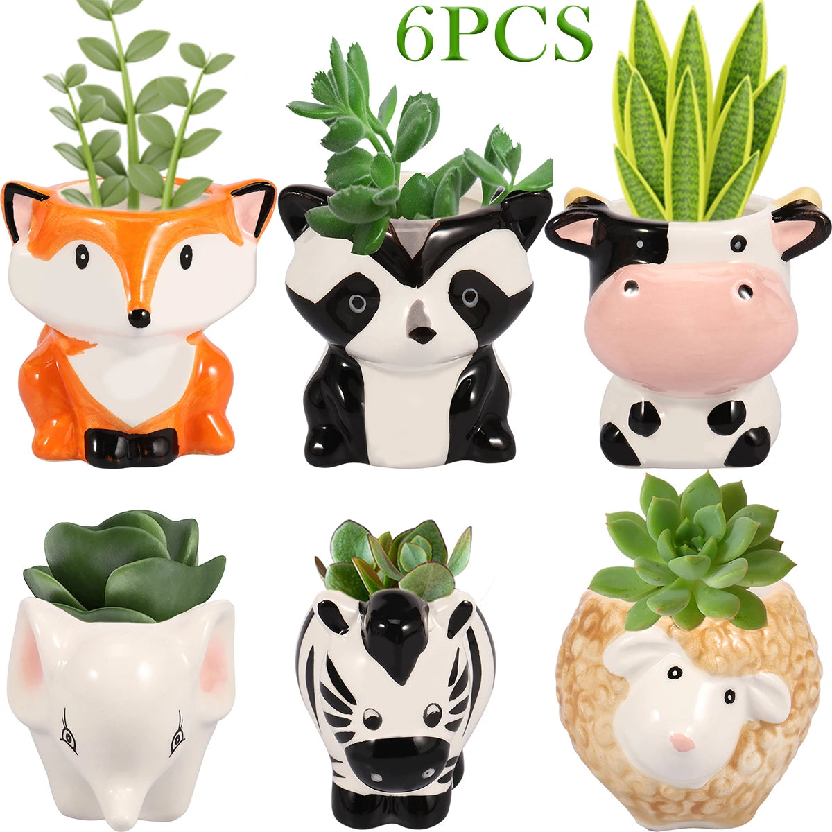 Succulent Flower Pots Creative Animal Ceramics Planter Garden Office Balcony Decoration for Small Plant Flower Cactus with Hole