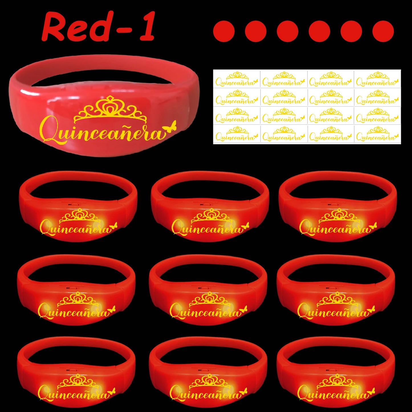30-200Pcs Quinceanera Music & Sound Activated LED Bracelet Glow Recuerdos Para 15 Años XV Quinceañeras decorations Party Favors