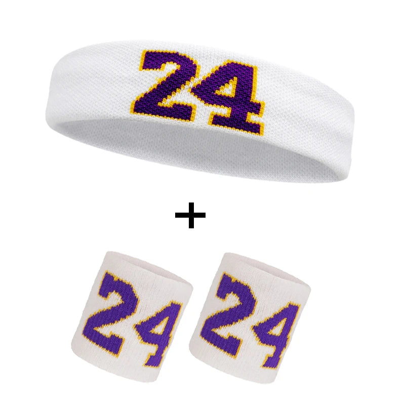 Cotton Athletic Headband Number 24 Elastic Sweatband Protection Basketball Tennis Sport Adult Kids Gym Fitness Sweat Hair Band