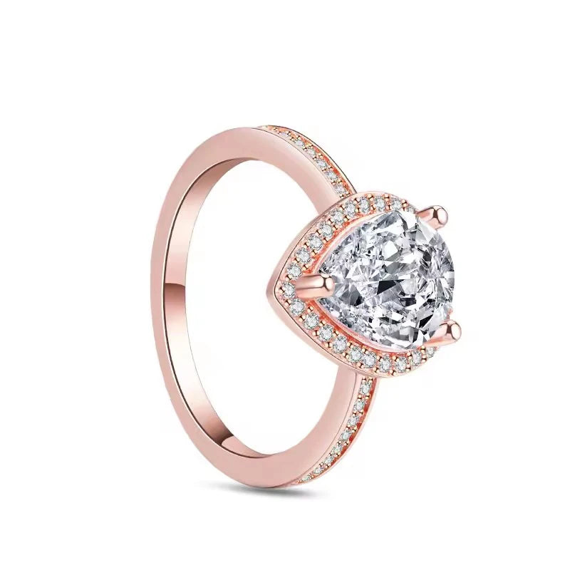 18K Rose Gold Plated 925 Originales Silver SilverLock To Love Heart Stone Wedding Luxury Ring Set For Woman Jewelry Party Gift