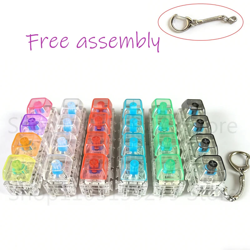 /LED free assembly keyboard keychain Fidget toy crystal clicker sensory toy stress relief keyboard keychain adult children's toy