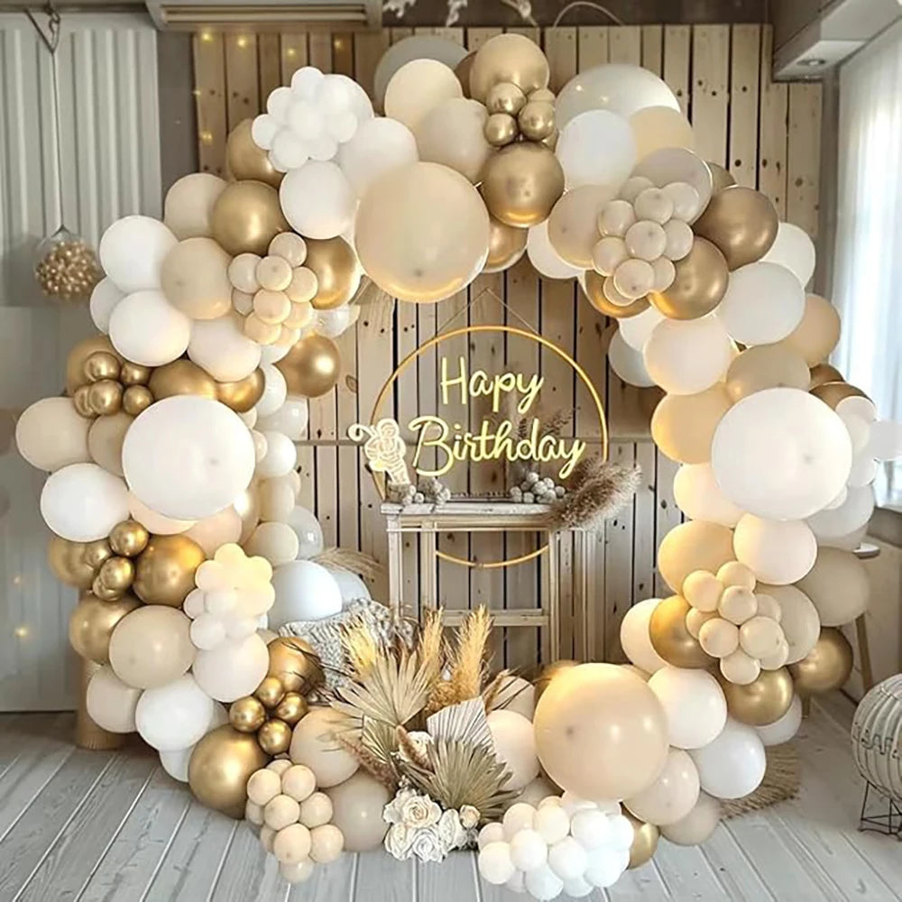 Nude White Sand Balloons Arch Kit Skin Gold Balloon Garland Kids Birthday Party Baby Shower Wedding Graduation Decoration Globos