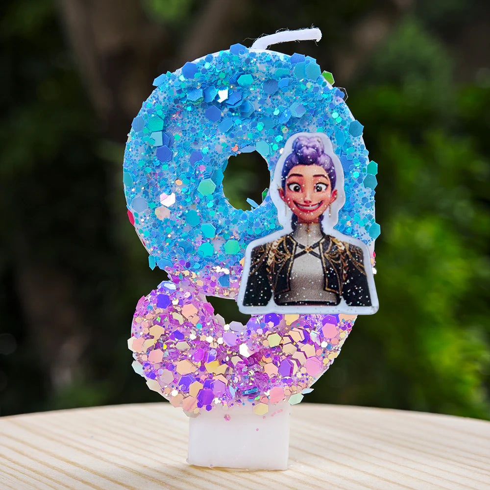 New Kpop Demon Hunters Theme Candle Number 0-9 Birthday Party Cake Decoration Cartoon Baby Shower Supplies Kids Gifts