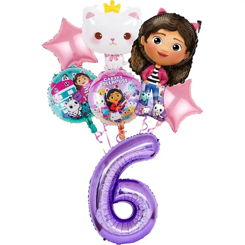 Disney Gabby Dollhouse Birthday Party Decoration Balloon Napkins Children's Disposable Tableware Theme Party Supplies Kids Gifts