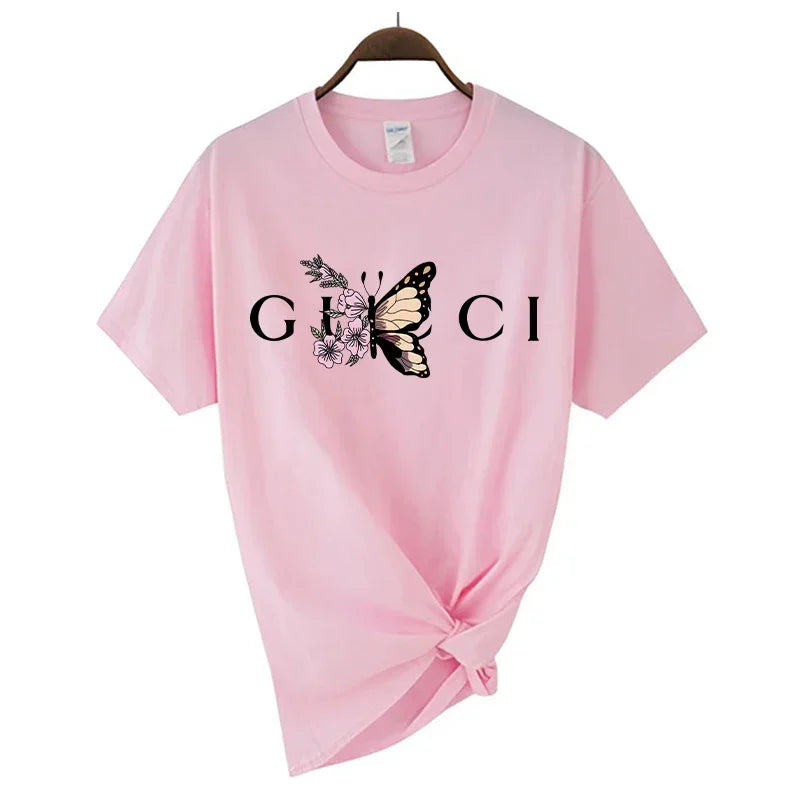 High Quality Women's T Shirt Letter Printed Daily Blouse Tops Summer Classic Style Short Sleeve Female Harajuku Y2K Tee