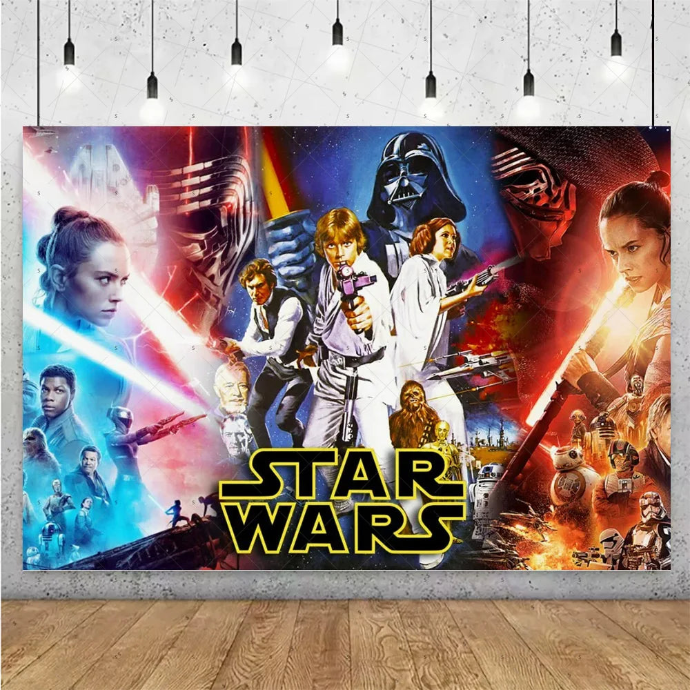 Film Star Wars Theme Birthday Party Decorations Cake Topper Number Balloons Background Yoda Master Robot Backdrop Supplies Gifts