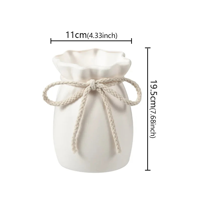 1Pc Bow Design Plastic Flower Vase Modern Art Nordic Decorative Vase  Used for Wedding, Living Room, Office, Bedroom Decoration