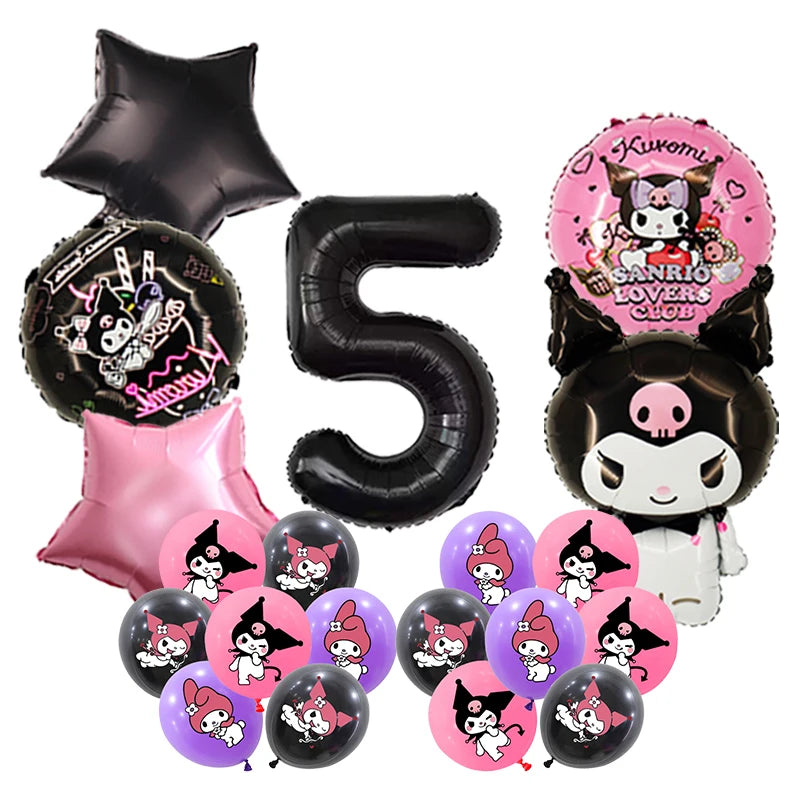 Kuromi Birthday Party Decoration Backdrop Disposable Tableware For Kids Event Supplies Latex Foil Balloons Banner