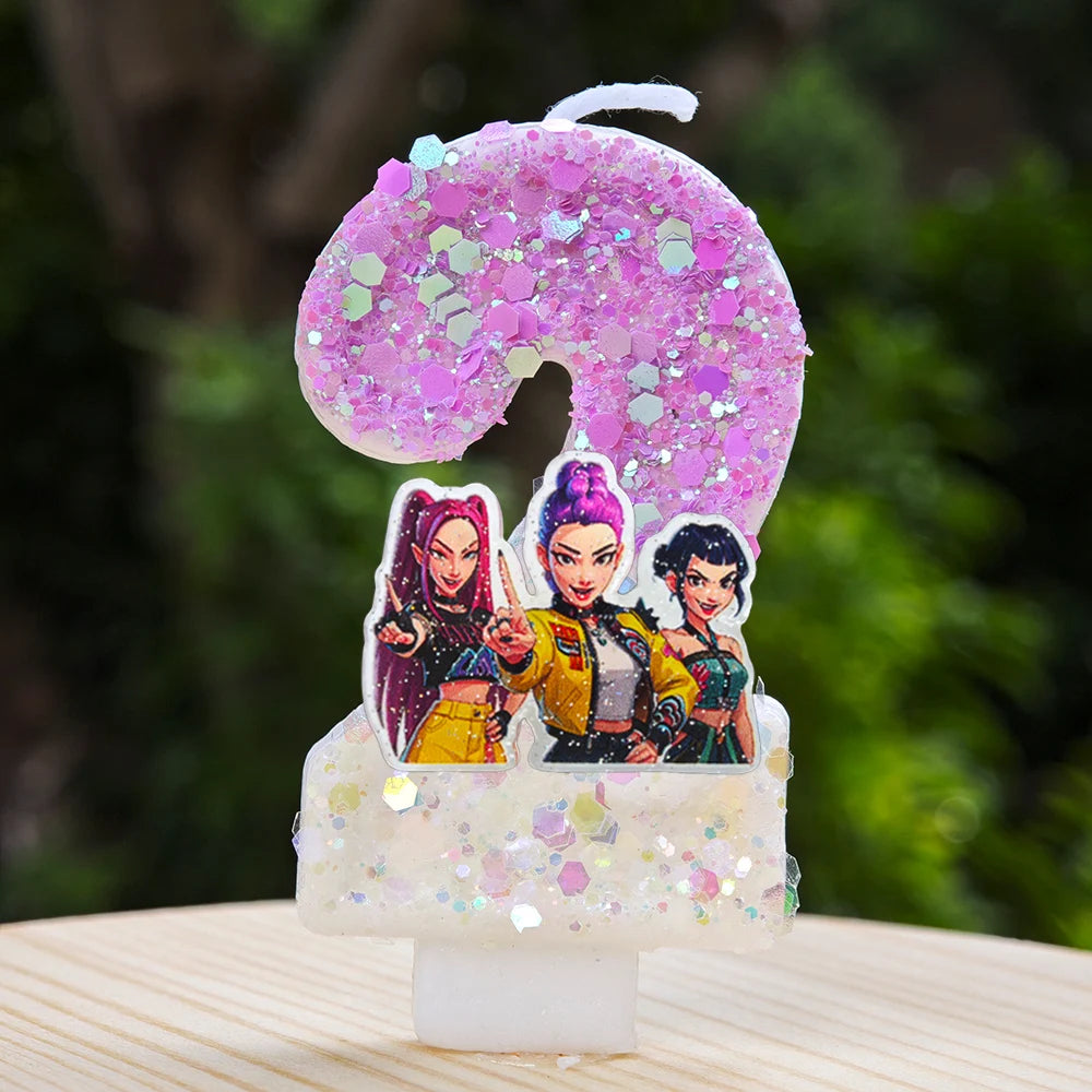 Kpop Demon Hunters Candle Number 0-9 Soccer Candle Cake Decoration Birthday Party for Kids Baby Shower Decor Gift