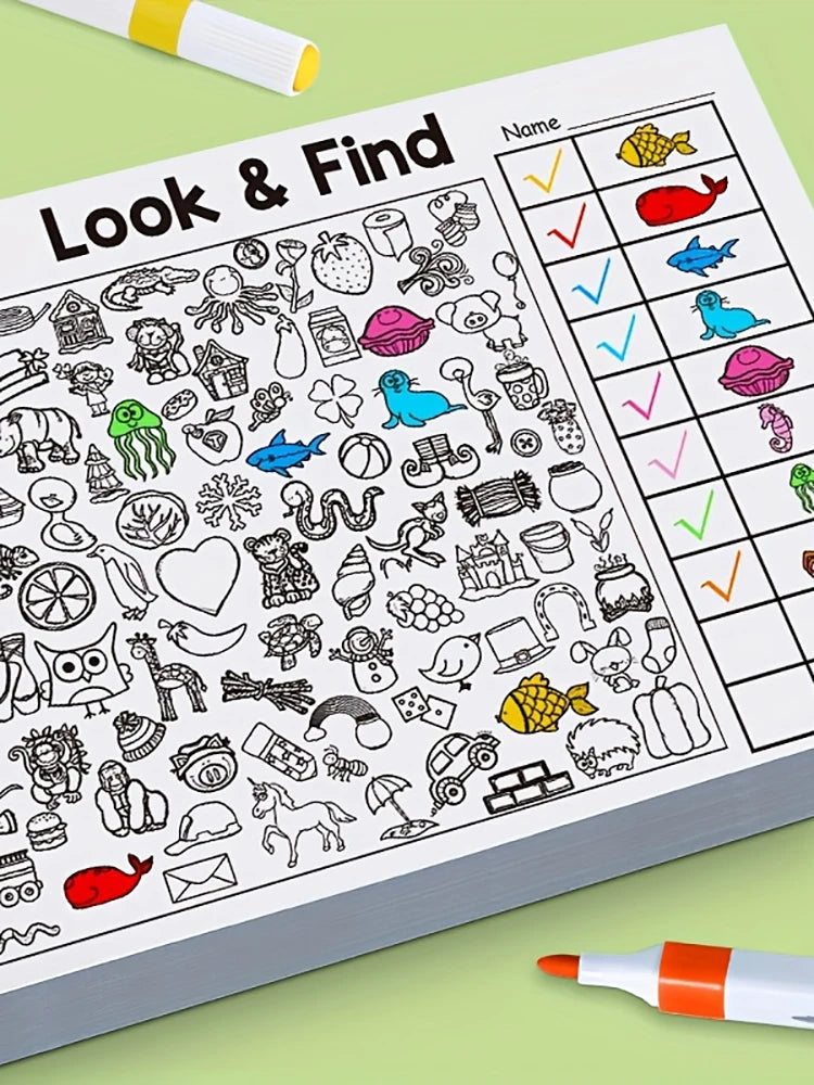 Interactive Memory & Color Recognition Activity Book with Look & Find Games, Sudoku Puzzles, Matching Tasks - Educational for &