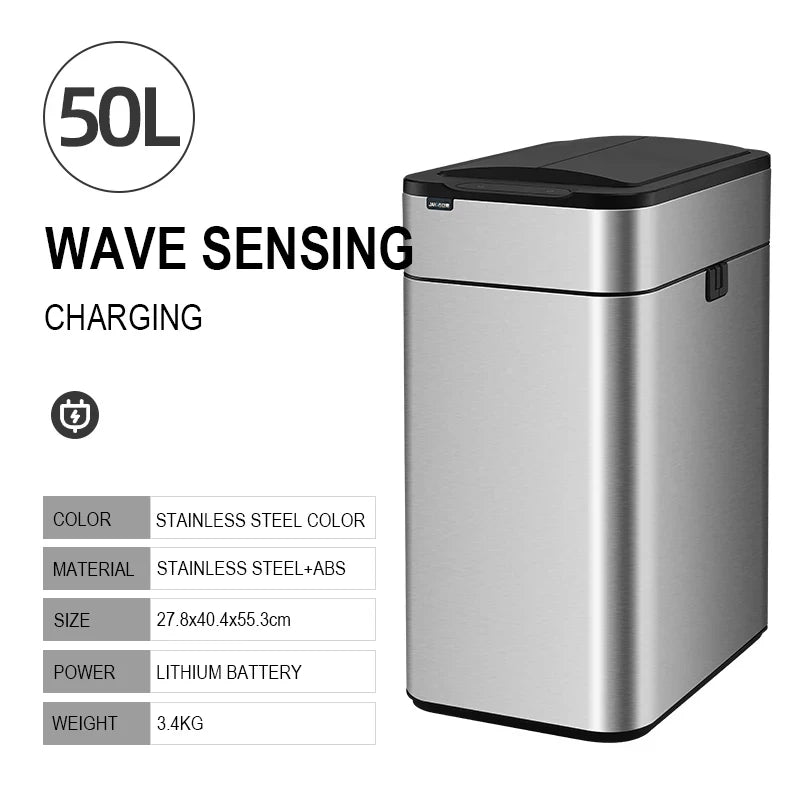 Smart Trash Can 15L 20L 30L 40L 50L 60L Stainless Steel Waste bin High Trash Cans Garbage Bin for Kitchen Trash Can Wastebasket